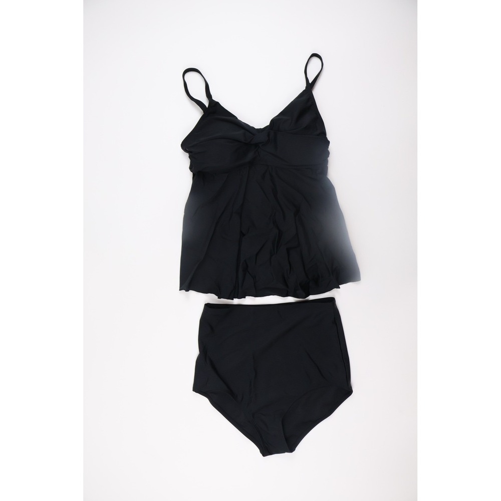 Relleciga Tankini Set RU3429-800 High Waist Swimsuit Large Black Beach $130